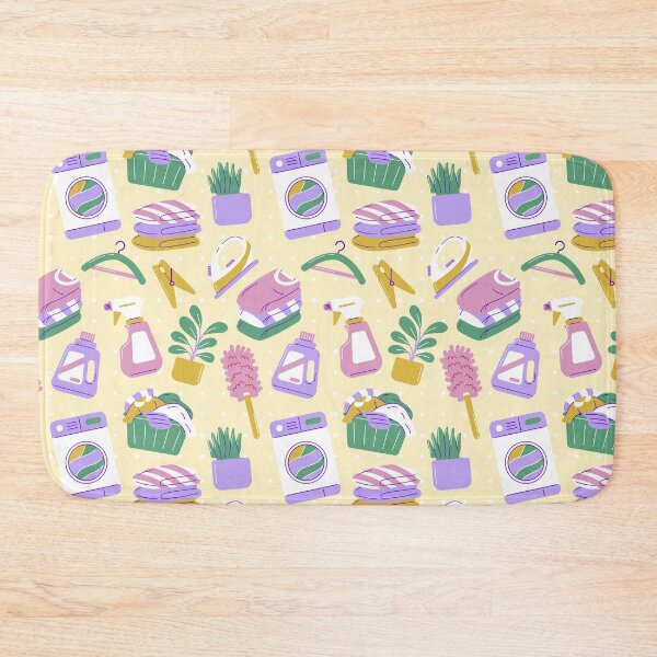 Item preview, Cute Household Chores Themed Seamless Pattern Yellow designed and sold by MadeByBeata.