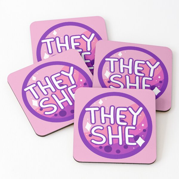 Item preview, they/she pink & purple boba designed and sold by pridefrogprints.