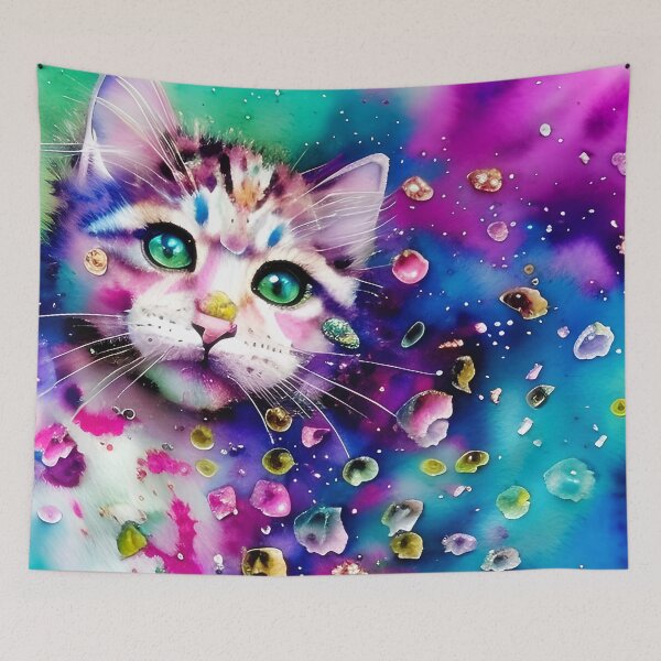 Item preview, Watercolor splatter kitty designed and sold by ibelieveimages.