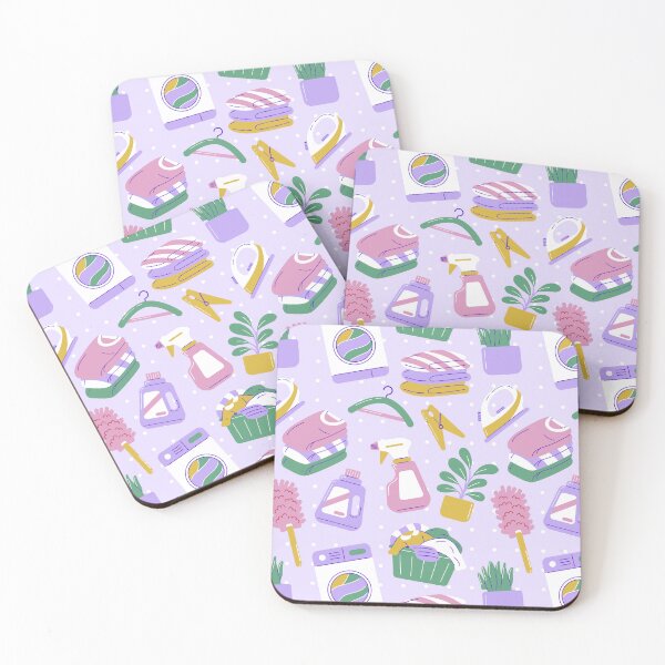 Item preview, Cute Household Chores Themed Seamless Pattern Purple designed and sold by MadeByBeata.