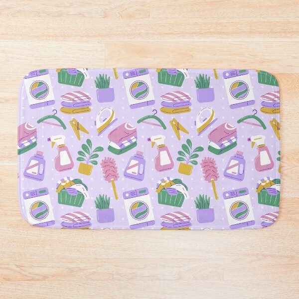 Item preview, Cute Household Chores Themed Seamless Pattern Purple designed and sold by MadeByBeata.