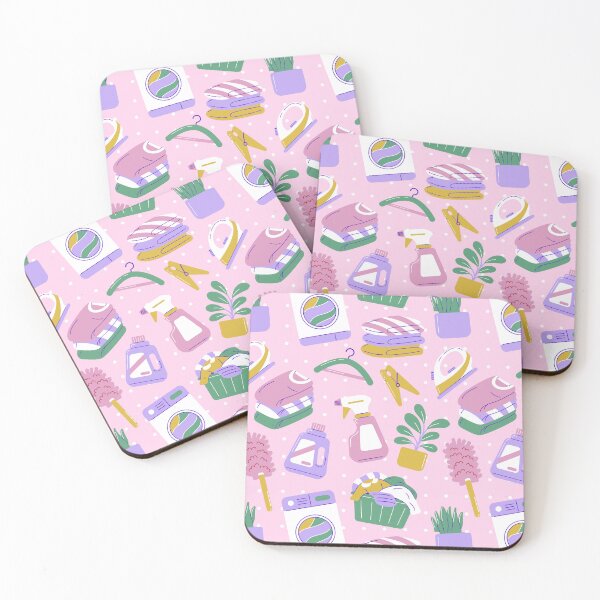 Item preview, Cute Household Chores Themed Seamless Pattern Pink designed and sold by MadeByBeata.