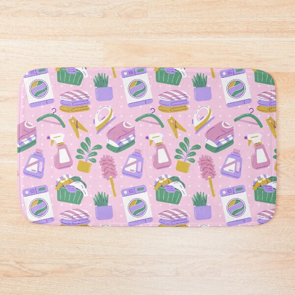 Item preview, Cute Household Chores Themed Seamless Pattern Pink designed and sold by MadeByBeata.