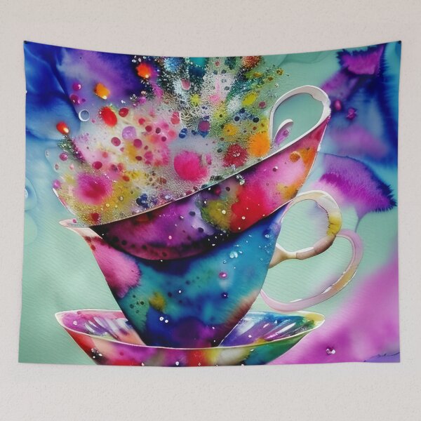 Item preview, Watercolor splatter teacups designed and sold by ibelieveimages.