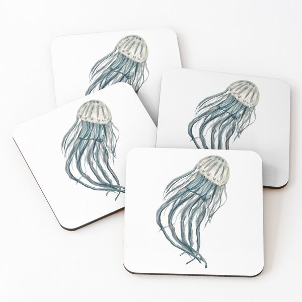 Item preview, Jellyfish medusa blue ocean sea watercolor sketch designed and sold by Yana Mustafina | Boho Soulful Designs.
