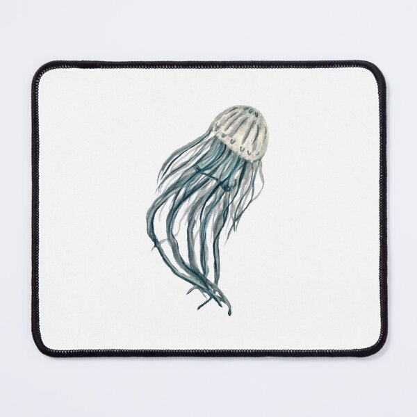 Item preview, Jellyfish medusa blue ocean sea watercolor sketch designed and sold by Yana Mustafina | Boho Soulful Designs.