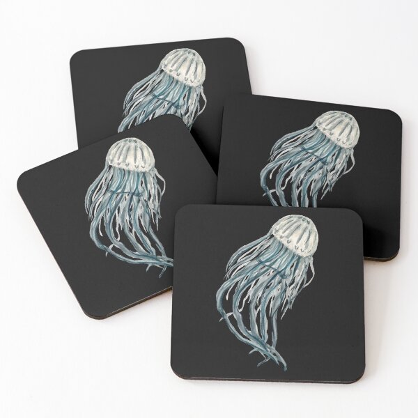 Item preview, Jellyfish medusa blue ocean sea watercolor sketch black designed and sold by Yana Mustafina | Boho Soulful Designs.