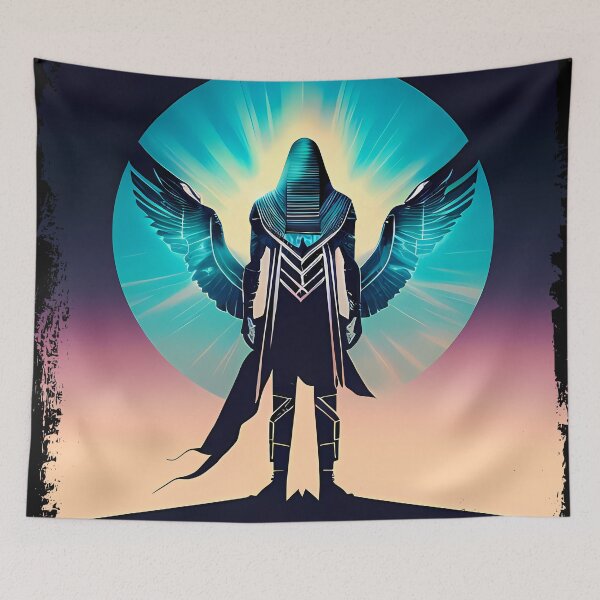 Item preview, Horus Egyptian God Falcon in Cyberpunk Style Sticker - Unique and Eye-Catching Design for Laptop, Water Bottle, and More! designed and sold by Mytho Merch.