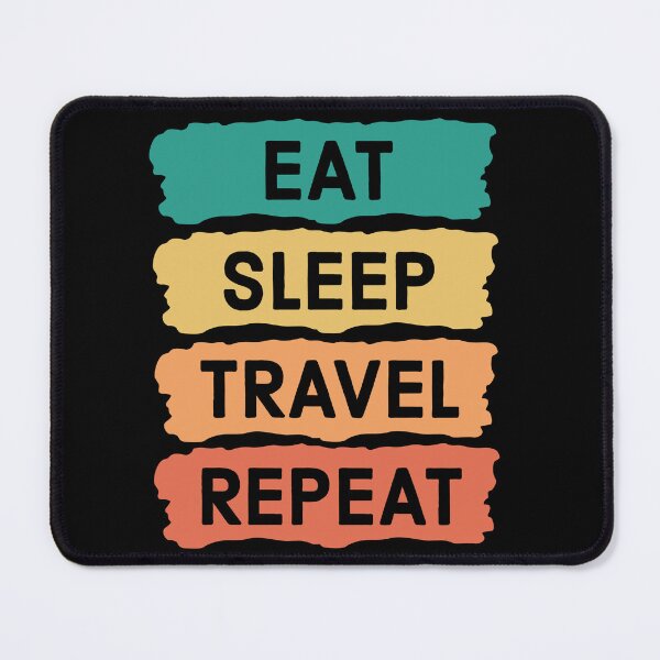 Artikelvorschau, "Eat Sleep Travel Repeat"-Design | Wanderlust-Bekleidung entworfen und verkauft von SimpliText.
