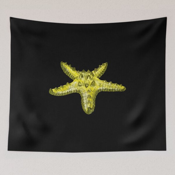 Item preview, Starfish yellow ocean organism a watercolor sketch black designed and sold by Yana Mustafina | Boho Soulful Designs.