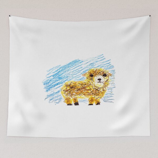 Item preview, Yellow sheep on light blue background designed and sold by MadeBySicilian.