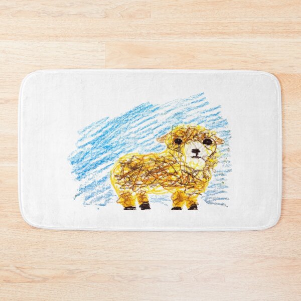 Item preview, Yellow sheep on light blue background designed and sold by MadeBySicilian.