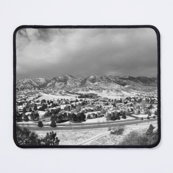 Item preview, Colorado Springs At The Foot Of Rampart Range/Black & White Image designed and sold by CarefulCaptures.