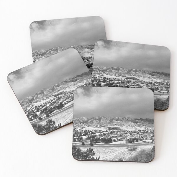 Item preview, Colorado Springs At The Foot Of Rampart Range/Black & White Image  designed and sold by CarefulCaptures.