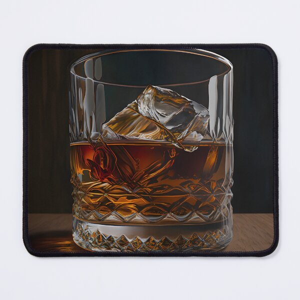 Item preview, Whiskey glass with ice cubes portrait designed and sold by FRSquare.