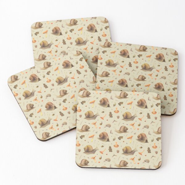 Item preview, Adventurous Snails and Fiery Orange Mushrooms. Seamless Pattern designed and sold by Forest of Wonders.