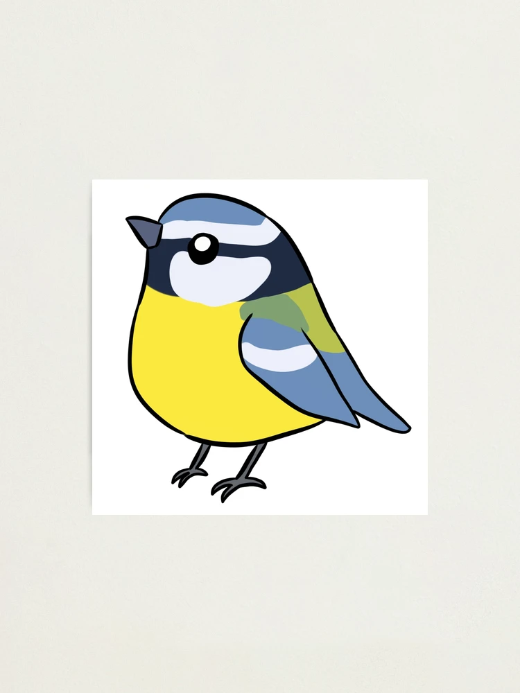 2D Cartoon Blue Tit Bird Flat Design Stock Illustration