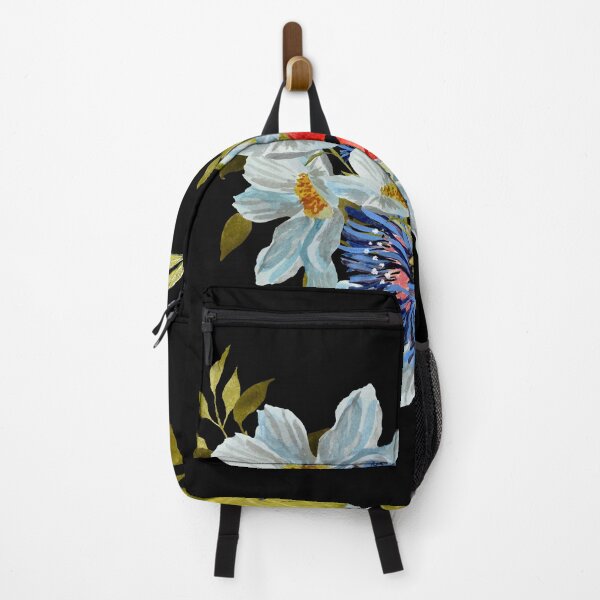 Aperçu de l'œuvre Flower daisy ladybug leaves dragonfly a watercolor black créée et vendue par Yana Mustafina | Boho Soulful Designs.