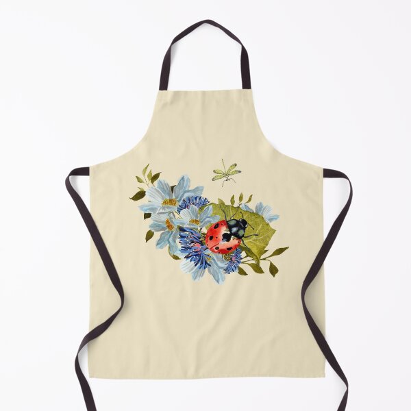 Artikelvorschau, Flower daisy ladybug leaves dragonfly a watercolor beige entworfen und verkauft von Yana Mustafina | Boho Soulful Designs.