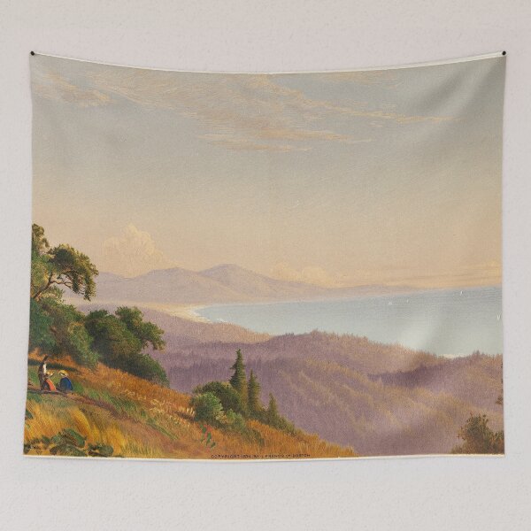 Item preview, Vintage 1874 Ocean Scene Art - Santa Cruz Mountains, Monterey Bay, Pacific Ocean designed and sold by VintageArtRepro.
