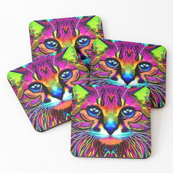 Item preview, psychadelic cat designed and sold by Its-a-wild-life.