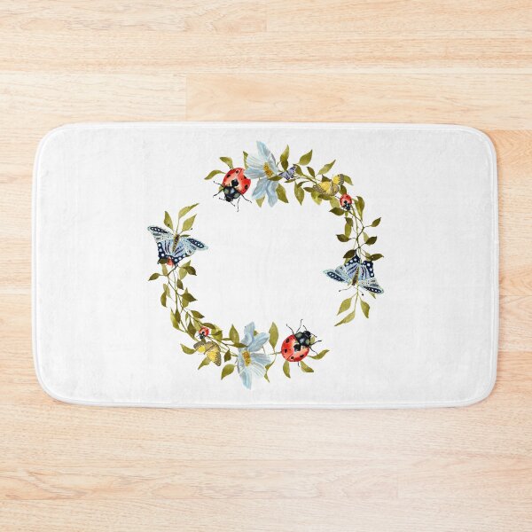 Aperçu de l'œuvre Wreath flower leaf butterfly liana cute watercolor créée et vendue par Yana Mustafina | Boho Soulful Designs.