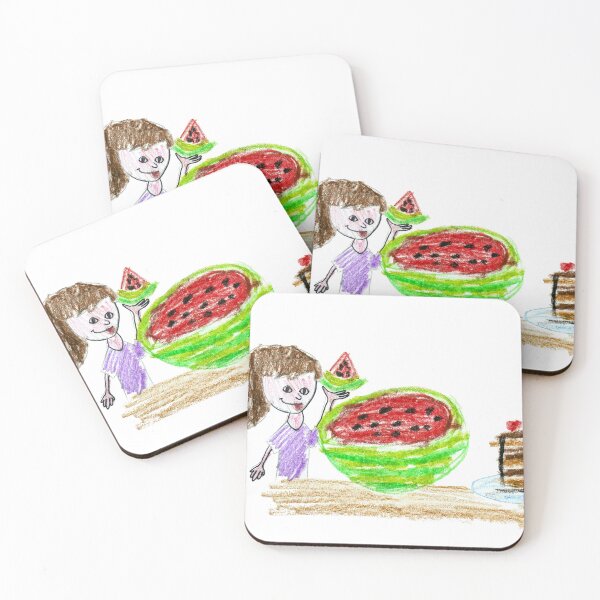 Item preview, Little girl eating watermelon together with little girl eating cake designed and sold by MadeBySicilian.