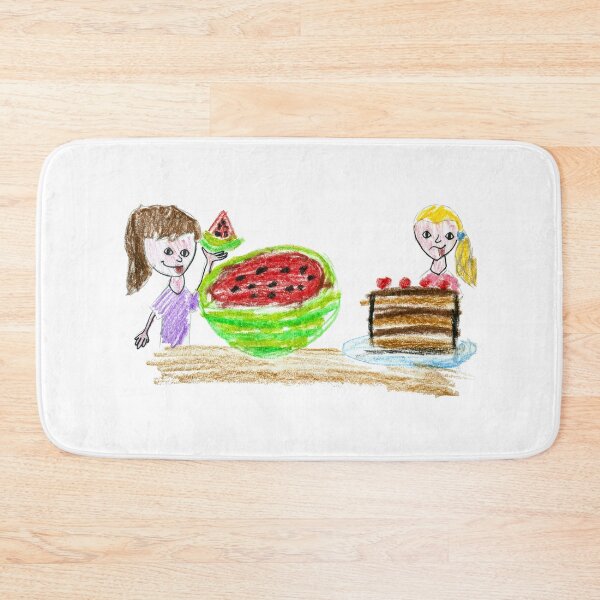 Item preview, Little girl eating watermelon together with little girl eating cake designed and sold by MadeBySicilian.