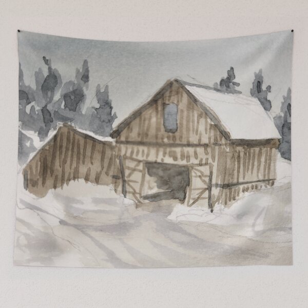 Item preview, Brown Snowy Barn designed and sold by Nicole Hanson.