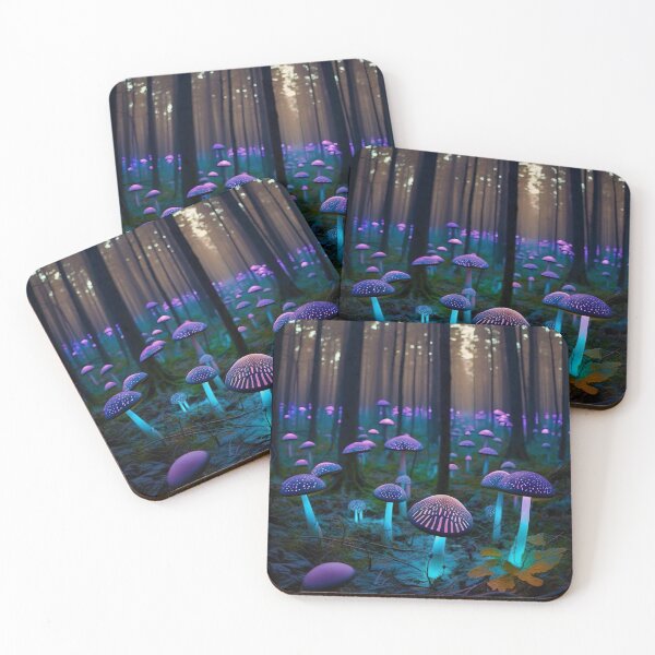 Item preview, Bioluminescent mushroom forest at night designed and sold by Matt's Artificial Nature.