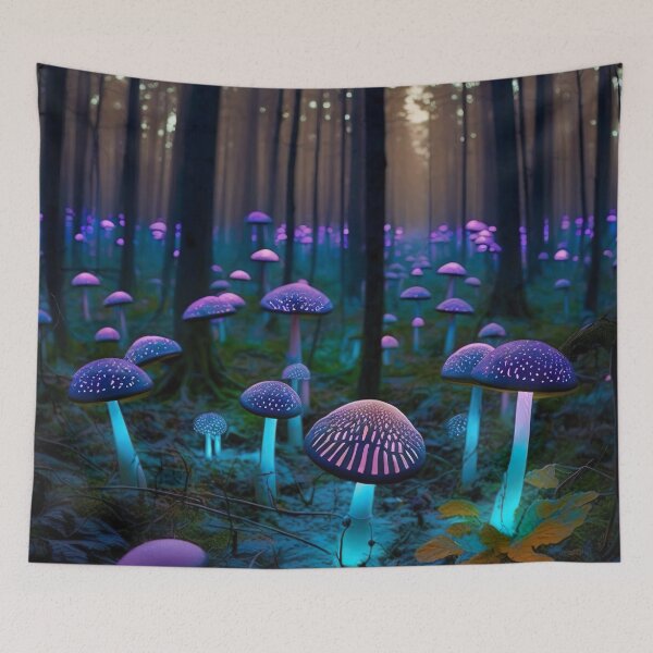 Item preview, Bioluminescent mushroom forest at night designed and sold by Matt's Artificial Nature.