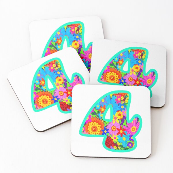 Item preview, Turquoise Psychedelic Floral Number 4 | Colorful Birthday Art designed and sold by Vividality.