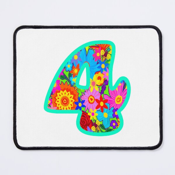Item preview, Turquoise Psychedelic Floral Number 4 | Colorful Birthday Art designed and sold by Vividality.