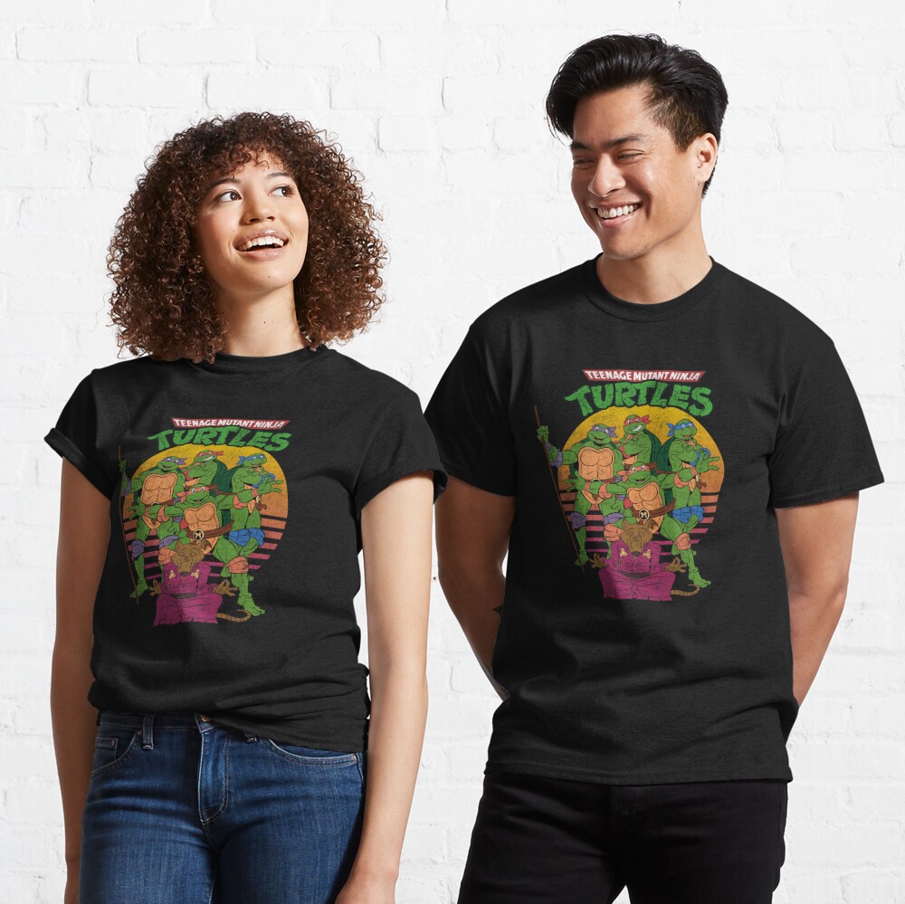 Teenage Mutant Ninja Turtles Retro Sun Group Teenage Mutant Ninja Turtles Essential T-Shirt | Redbubble