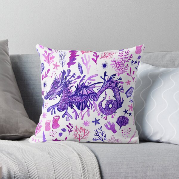 Sea Dragon - Black Throw Pillow