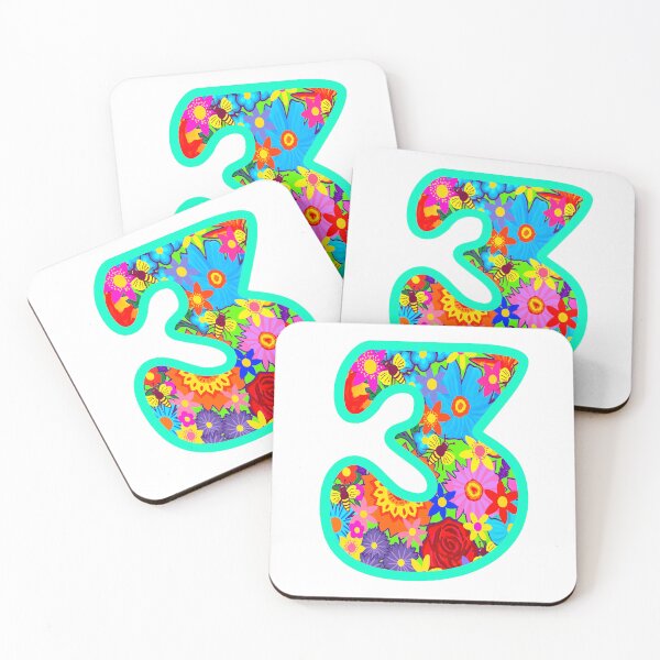 Item preview, Turquoise Psychedelic Floral Number 3 | Colorful Birthday Art designed and sold by Vividality.