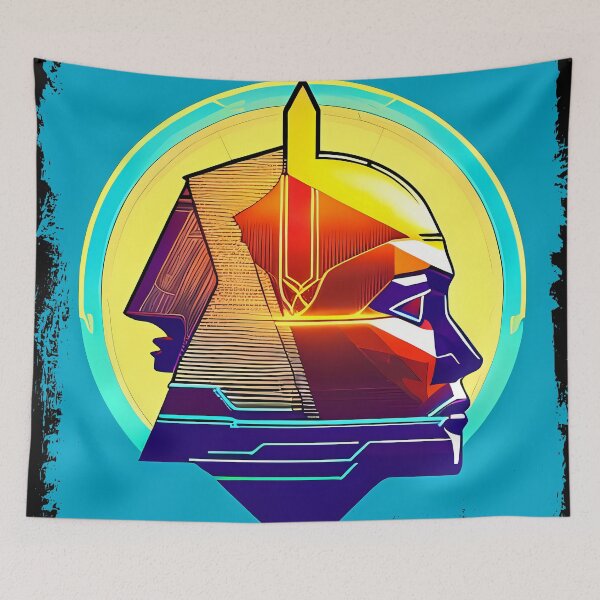 Item preview, Horus Egyptian God Falcon in Cyberpunk Style Sticker - Unique and Eye-Catching Design for Laptop, Water Bottle, and More! designed and sold by Mytho Merch.