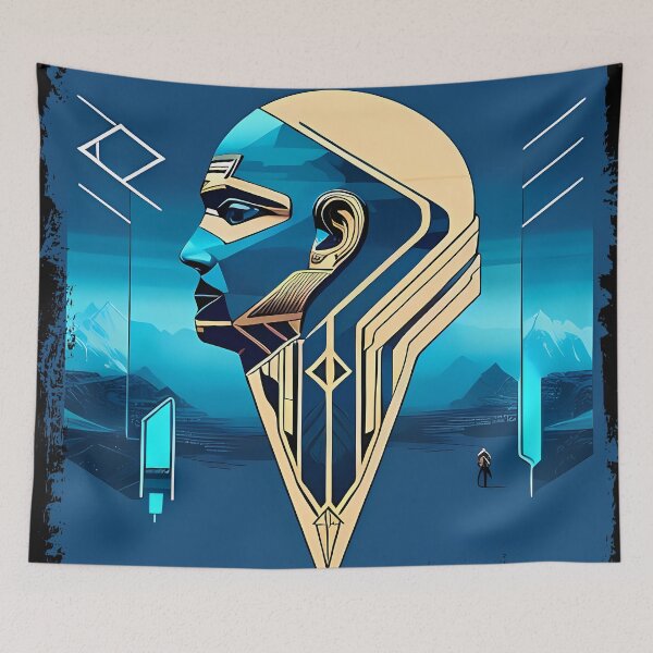 Item preview, Horus Egyptian God Falcon in Cyberpunk Style Sticker - Unique and Eye-Catching Design for Laptop, Water Bottle, and More! designed and sold by Mytho Merch.