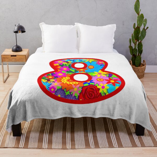 Item preview, Red Psychedelic Floral Number 8 | Colorful Birthday Art designed and sold by Vividality.