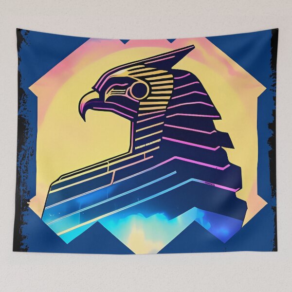 Item preview, Horus Egyptian God Falcon in Cyberpunk Style Sticker - Unique and Eye-Catching Design for Laptop, Water Bottle, and More! designed and sold by Mytho Merch.