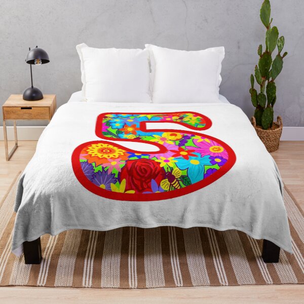 Item preview, Red Psychedelic Floral Number 5 | Colorful Birthday Art designed and sold by Vividality.
