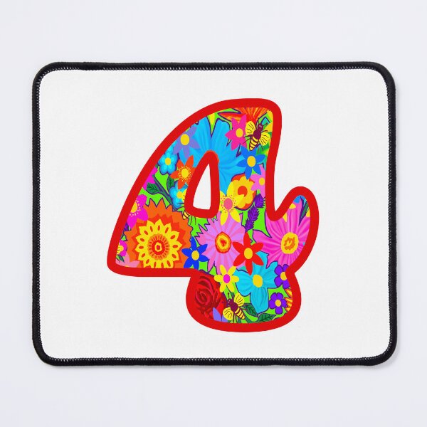 Item preview, Red Psychedelic Floral Number 4 | Colorful Birthday Art designed and sold by Vividality.