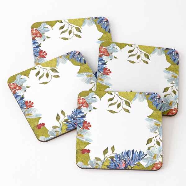 Artikelvorschau, Frame square flower leaves liana watercolor sketch entworfen und verkauft von Yana Mustafina | Boho Soulful Designs.