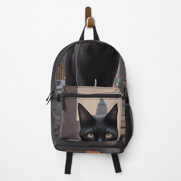 Item preview, Digital art, Black Cat walking down a street in the city Sticker designed and sold by MeatLuvers.