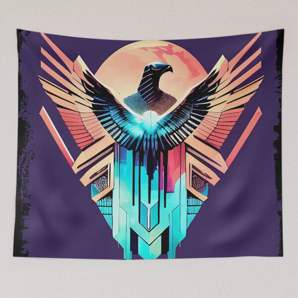 Item preview, Horus Egyptian God Falcon in Cyberpunk Style Sticker - Unique and Eye-Catching Design for Laptop, Water Bottle, and More! designed and sold by Mytho Merch.