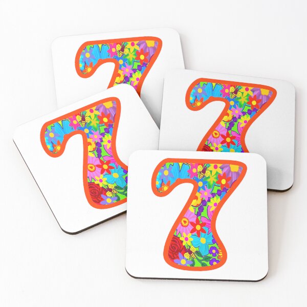 Item preview, OrangePsychedelic Floral Number 7 | Colorful Birthday Art designed and sold by Vividality.