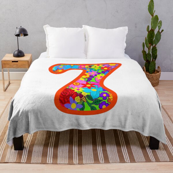 Item preview, OrangePsychedelic Floral Number 7 | Colorful Birthday Art designed and sold by Vividality.