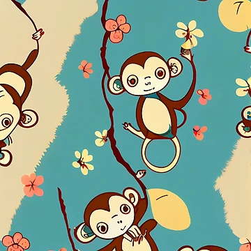Artwork thumbnail, Colorful cute monkeys Pattern by CutePatternsRB