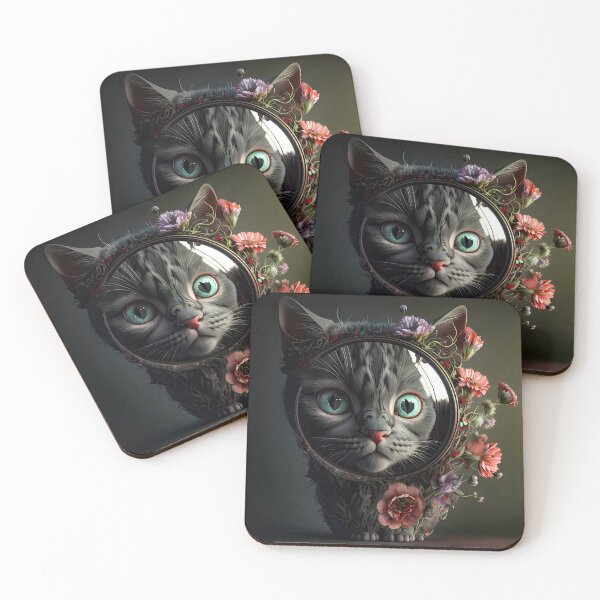 Item preview, cute kitten looks through a magnifying glass designed and sold by SMILE88.