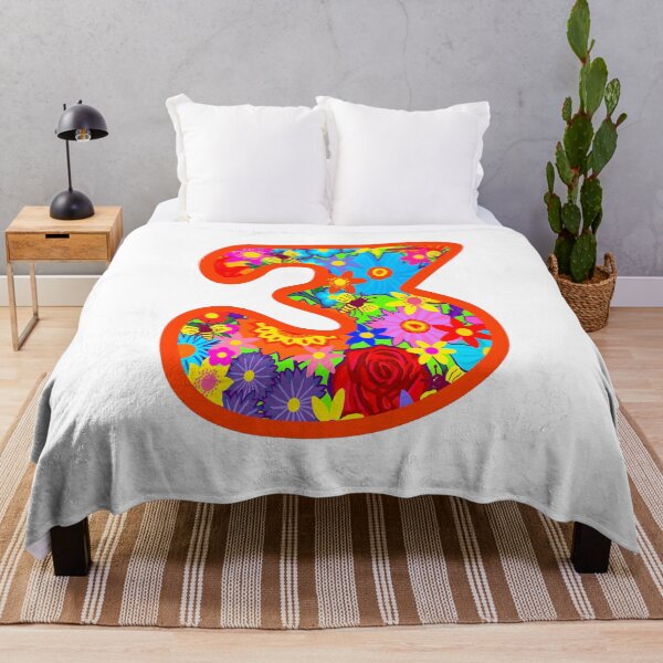 Item preview, Orange Psychedelic Floral Number 3 | Colorful Birthday Art designed and sold by Vividality.